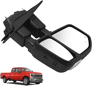 Raodelupe Right Passenger Side Mirror Fits for Ford F250 F350 F450 F600 2023 2024 Support Power Heated Glass Adjust with Turn Signal Light Temperature Sensor BSM Signal Light Manual Folding
