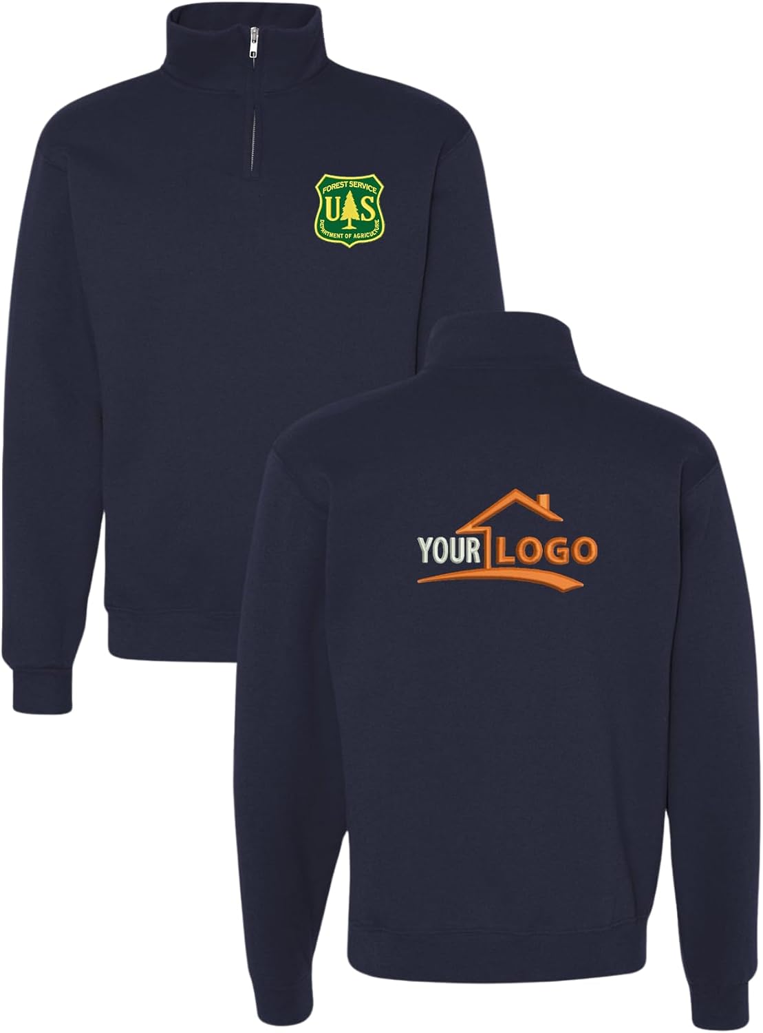 ALLNTRENDS Adult Zip Collar Sweatshirt Forest Service Embroidered USDA Top