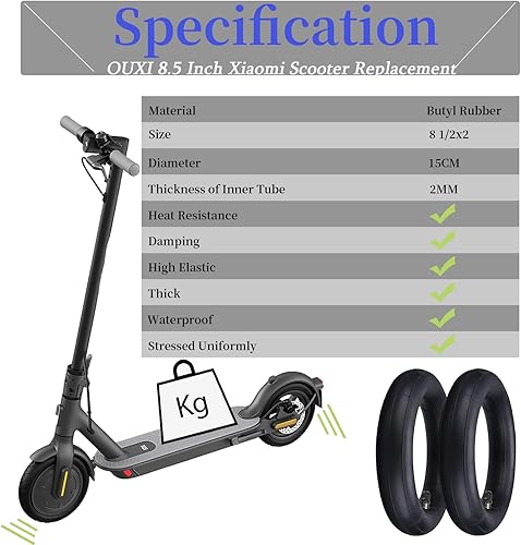 Vista 26 de Neumático y tubo de 8.5 pulgadas, ruedas de repuesto de 8 1/2 × 2 para Gotrax Gxl V2/Xiaomi M365, 8.5x2 neumáticos de repuesto para neumáticos