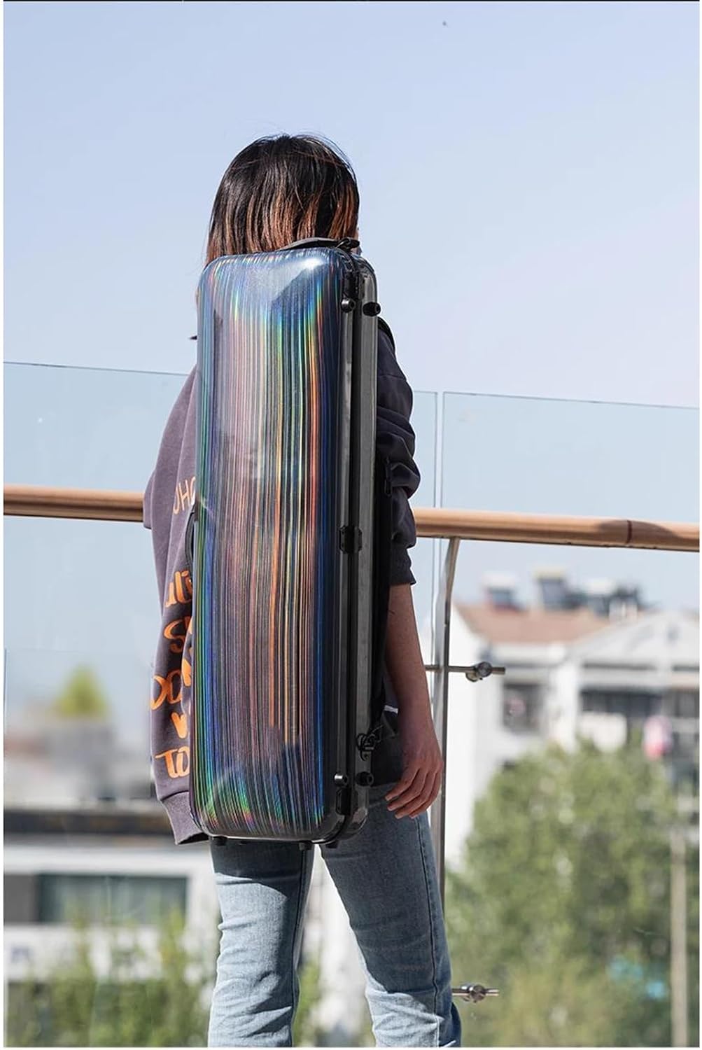Violin instrument case Violin Case 4/4 Size Rainbow Rectangular Mixed Carbon Fiber With Combination Lock Music Bag