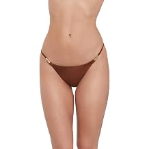 Steve Madden Women's Strap Side Hipster Bikini Bottom with Gold Hardware