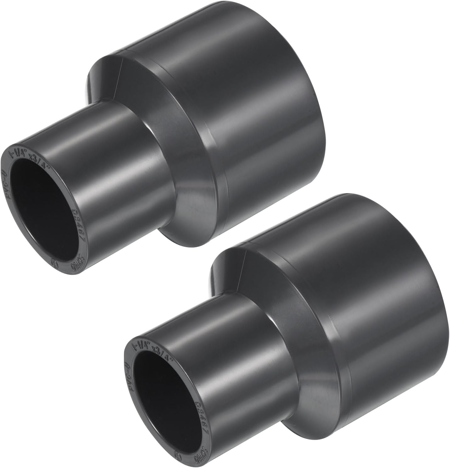 YOKIVE 2 Pcs UPVC Reducer Fitting, Straight Adapter Connector Connect Pipe Socket Schedule 80, Great for Bathroom, Kitchen, Sink (Gray, 1-1/4" x 3/4")