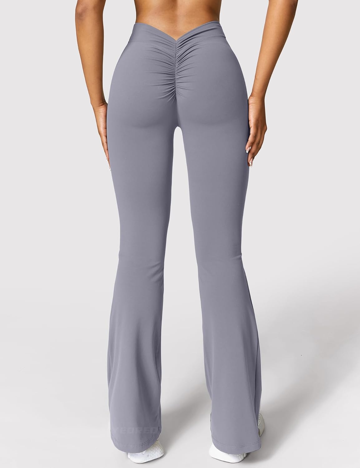 YEOREO Scrunch Flare Leggings V Back Butt Lifting Wide Leg High Waist 31.5" Gym Workout Yoga Pants - Image 3