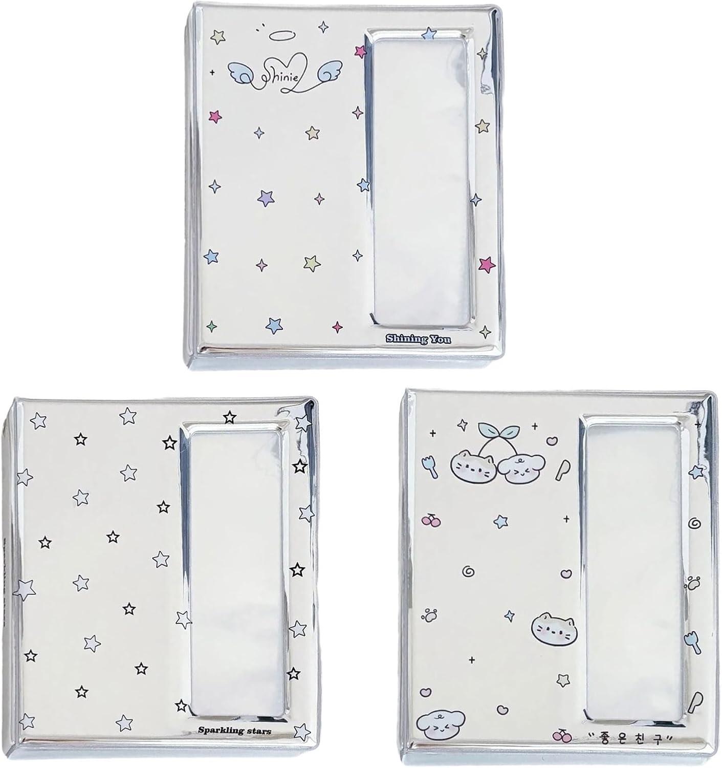 Silver Photo Album Photocard Holders Binder for Idol Fan Picture Display Photo Strips Collecting Book 40 Page Organizers