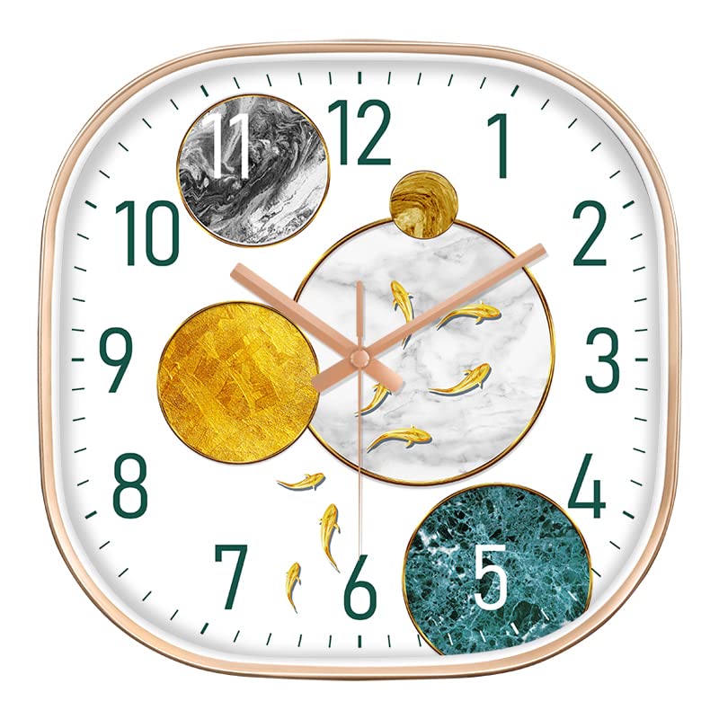 STAR WORK Quartz 12 Inches Premium Wall Clock for Home Stylish Latest Modern Design | Non Ticking Silent Wall Clock - Zero Sound & Disturbance Analog Clock (Sun Fish Square)