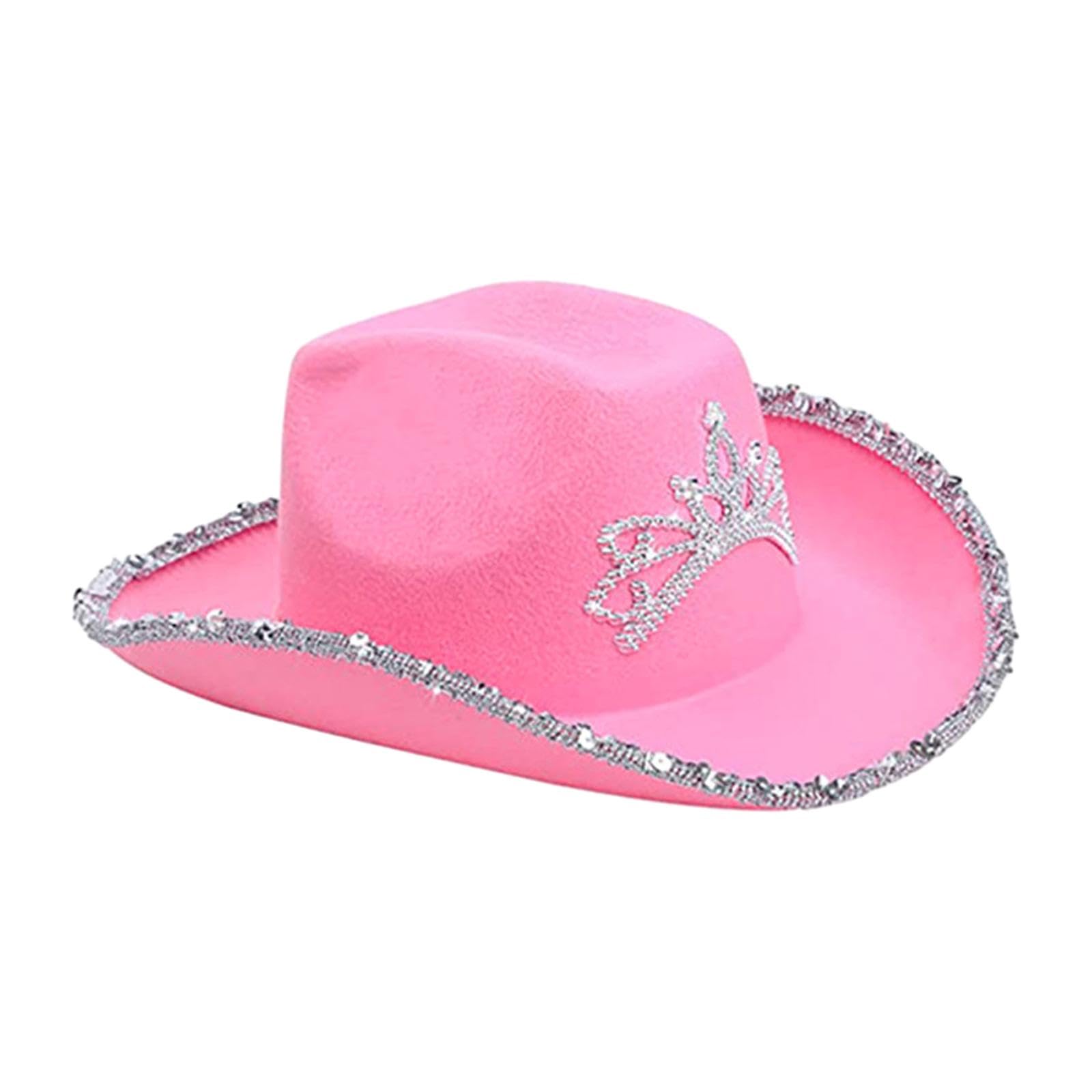 Cowgirl Hats Sun Hat Sequins Shiny Cowboy Hat for Bridesmaid Girls Bride Pink-image-38