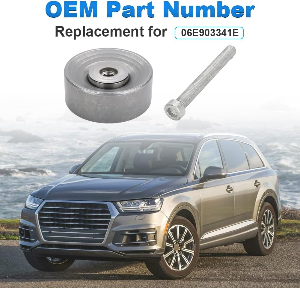 Drive Belt Idler Pulley Compatible with Audi A4 A6 A7 A8 Q5 Q7 S4 S5 SQ5 Porsche Cayenne Panamera 2.0L 3.0L 2009-2019 Replacement for 06E903341E