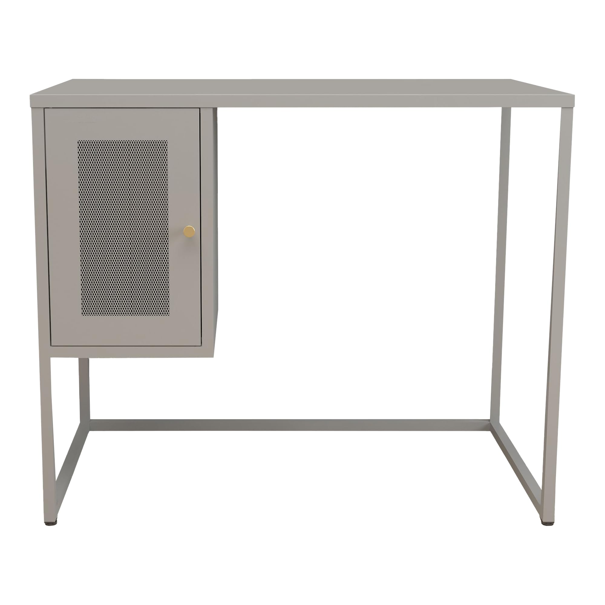[en.casa] Scrivania in Acciaio con Scomparto Sospeso Chiuso con Anta Traforata Tavolo da Ufficio Studio Officina Postazione di Lavoro 75 x 100 x 50 cm Grigio