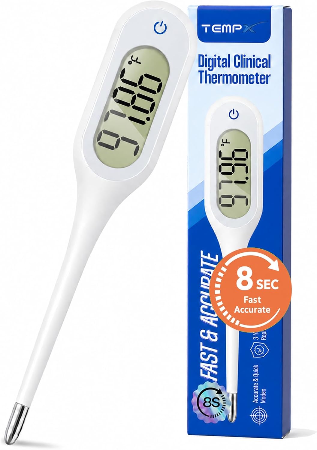 8 Seconds Basal Thermometer for Adult & Kids, Accurate & Safe Thermometer