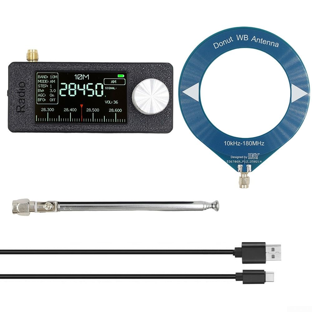 Feegow SI4732 - Mini radio con receptor de batería, radio portátil SI4732 con carga tipo C, 800 mAh, tamaño 7,3 x 3,2 x 1,2 cm, para antenas telescópicas y de bucle USB AM, FM, LSB (B)
