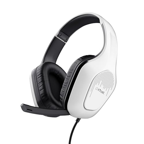 GXTrust 418W Rayne Lekkie Słuchawki Gamingowe PC Xbox PS4 PS5 Switch Smartfon 3.5 mm, Kabel 200cm, Przetworniki 50mm, Odchylany Mikrofon, Przewodowy Zestaw Słuchawkowy Wokółuszny, Biały