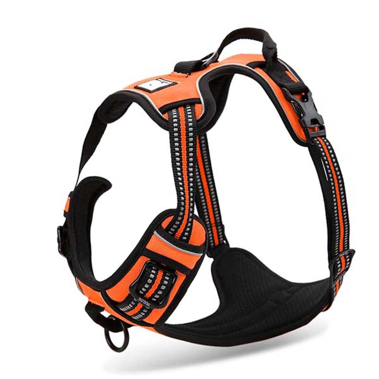 Arnés de nylon reflectante grande para mascotas para todo tipo de clima de llenado ajustable de seguridad perro de coche de alambre M naranja