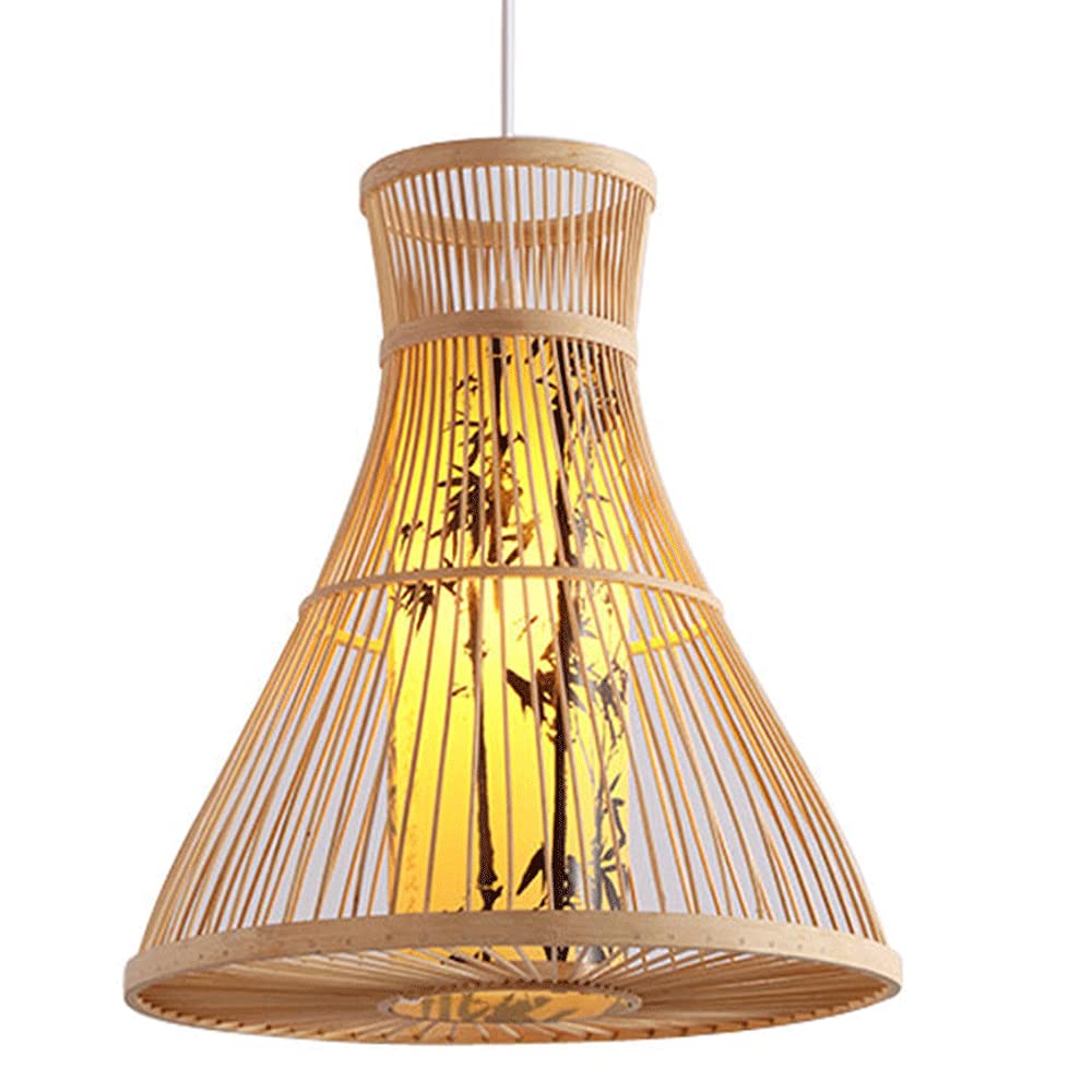 LYMSXAZOU Southeast Asian Restaurant Pendant Light Bamboo Rattan Chandelier Lamp Shade Ceiling Lighting Weave Wicker E27 Hanging Fixture For Study, Tea Room
