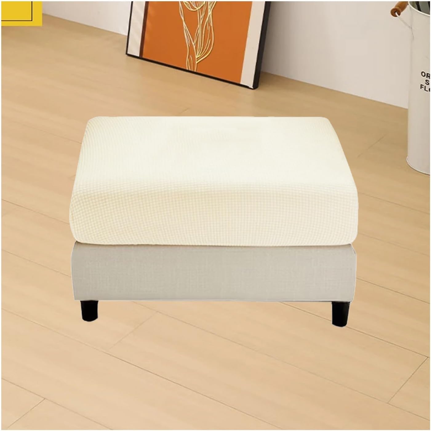 Super Stretch Soft Fit Ottoman Cover Slipcover Square/Rectangular for Foot Stool 20x27in/50x68cm 18x22in/45x55cm Furniture for Living Room with Elastic Bottom，Washable(G4,45-55 cm/18-22 in)