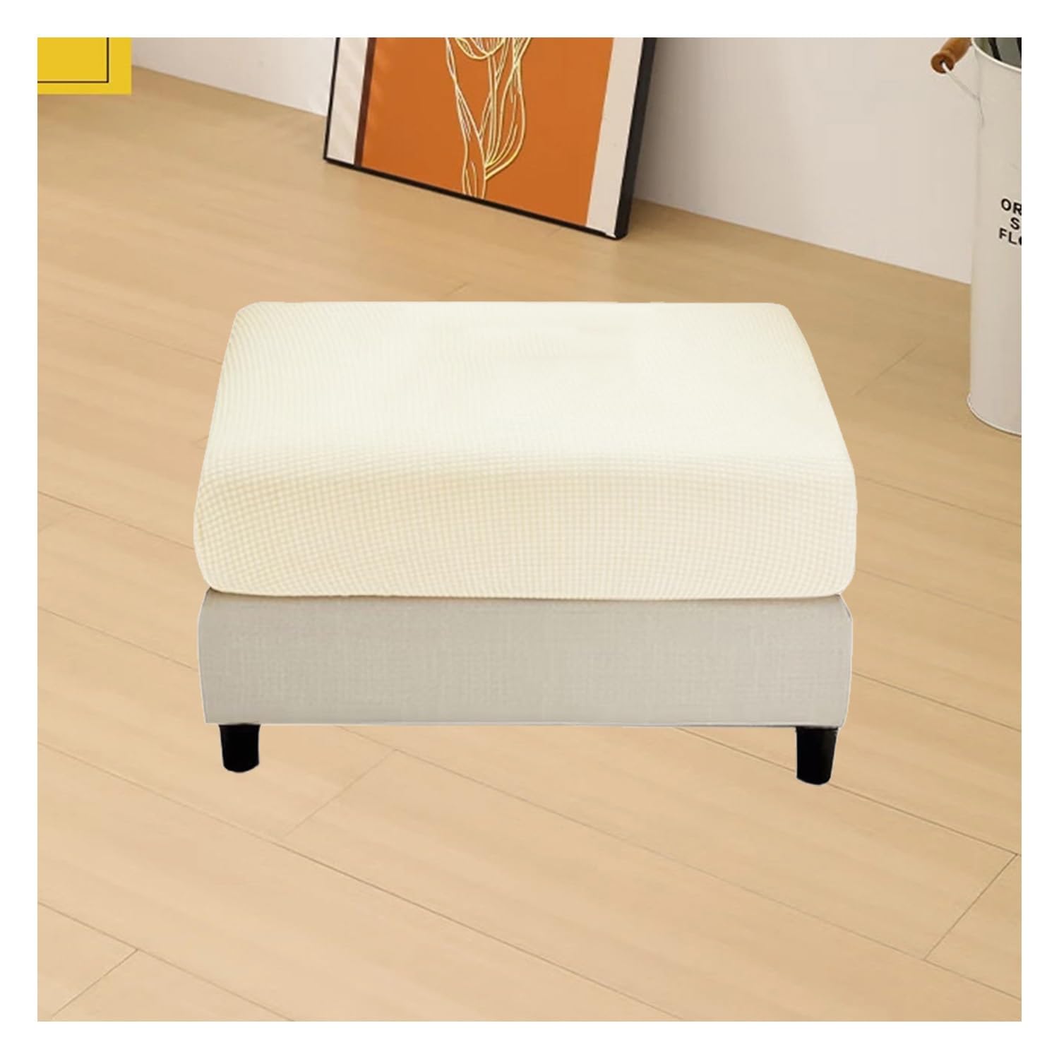 ILiemao Super Stretch Soft Fit Ottoman Cover Slipcover Square/Rectangular for Foot Stool 20x27in/50x68cm 18x22in/45x55cm Furniture for Living Room with Elastic Bottom，Washable(G4,95-130 cm/38-51 in)