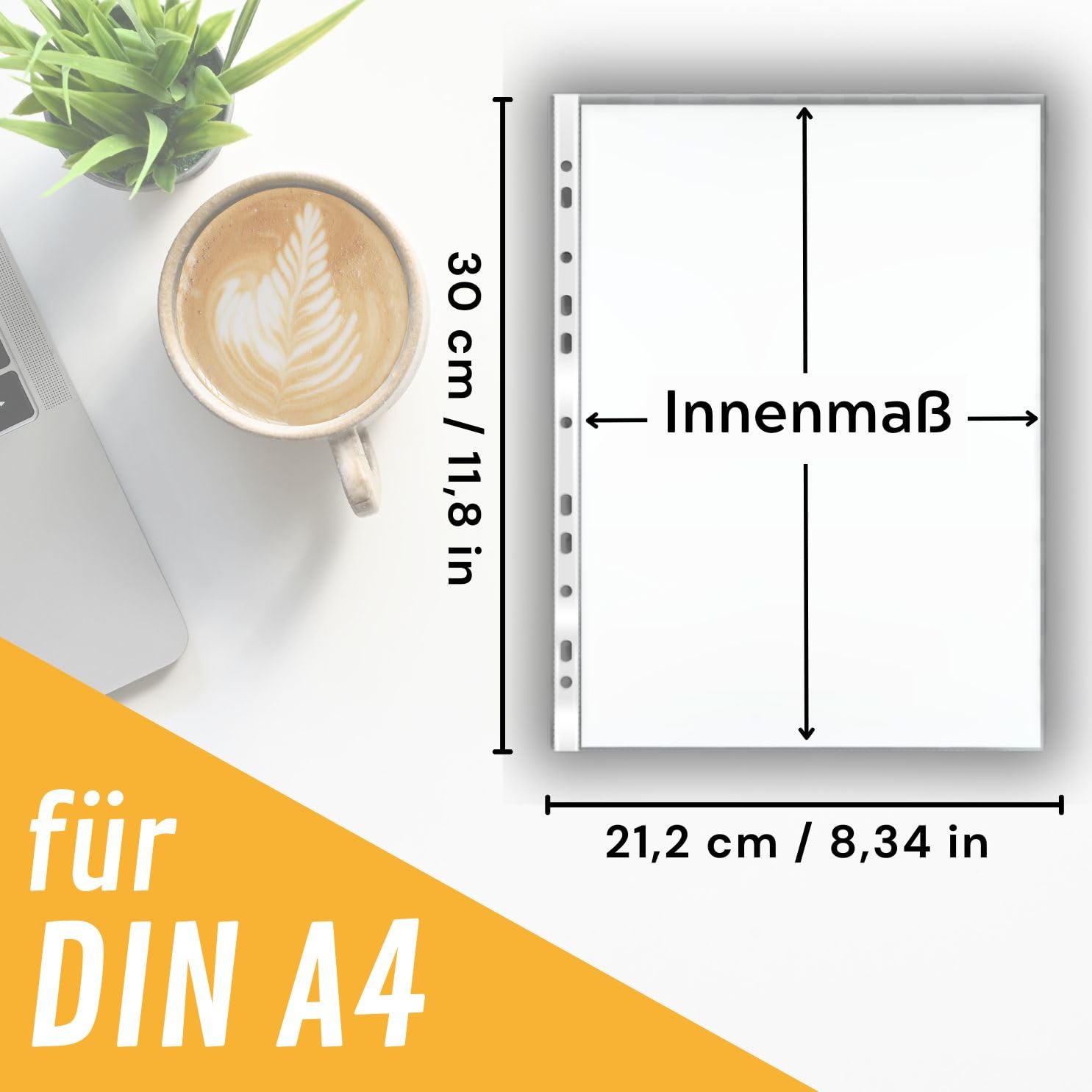 Image secondaire de Lot de 100 pochettes perforées A4 extra résistantes - Perfect Line