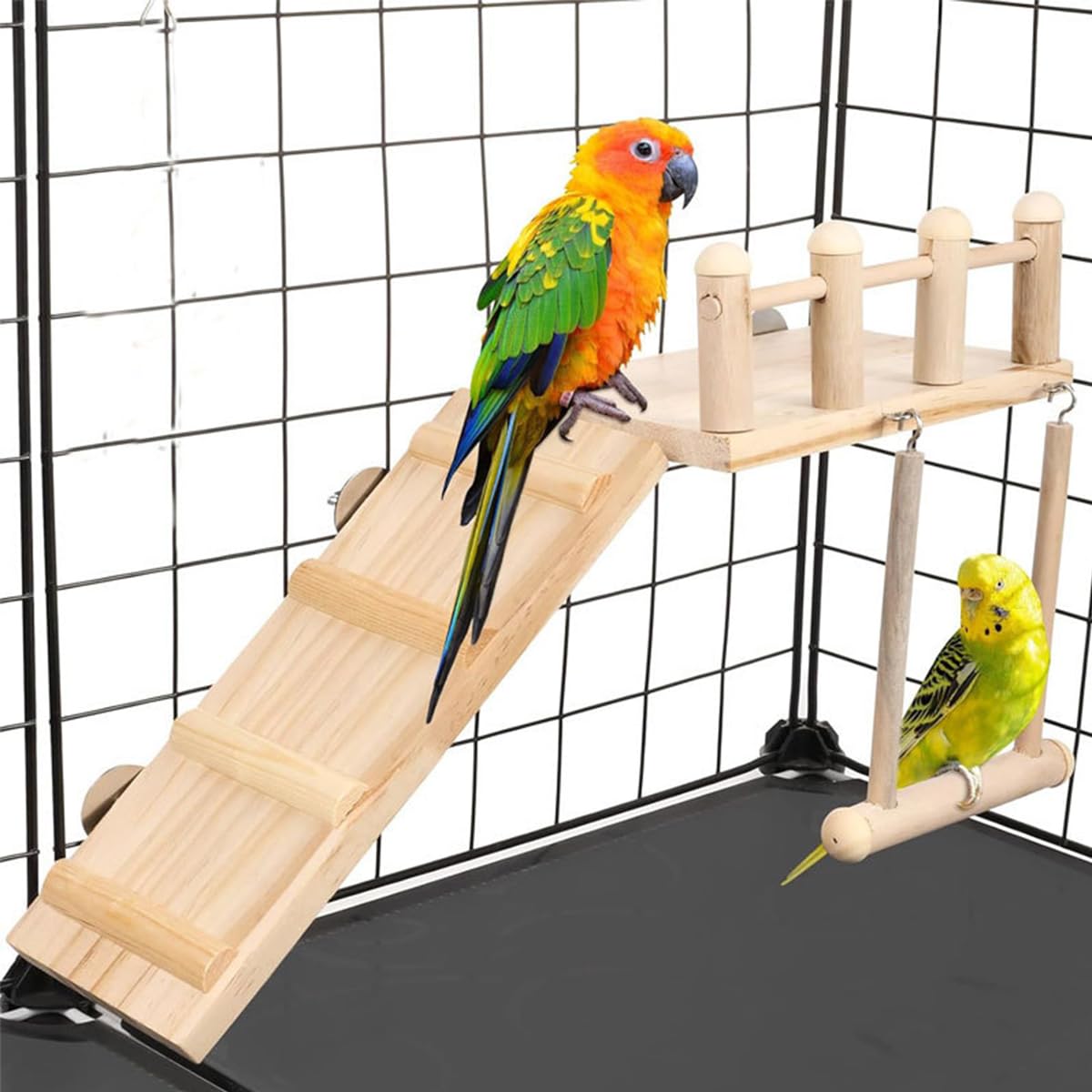 ZYYRSS Parrot Climbing Ladder, Bird Wooden Playground with Climbing Ladder Stand, Parrot Play Stand