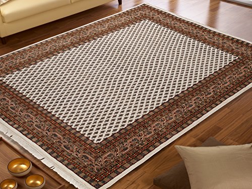 BADOHI MIR echter klassischer Orientteppich handgeknüpft in creme-braun, Größe: 60x90 cm – Bild 3