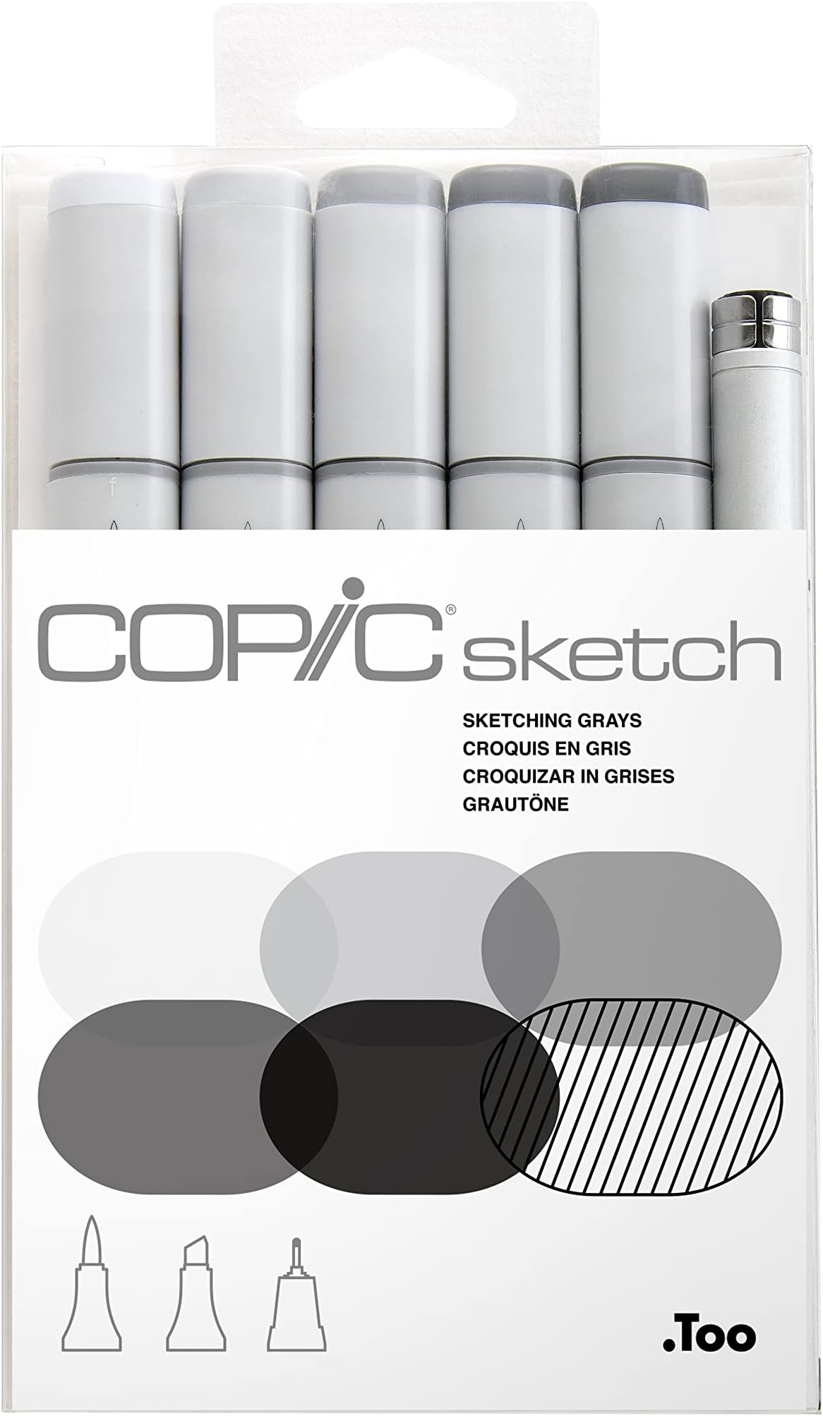 Copic Sketch Alcohol Marker 5 Colors + Multiliner SP Set, Sketching Grays