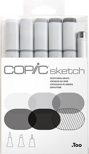 Copic Sketch 6 Piece Set - Sketching Grays