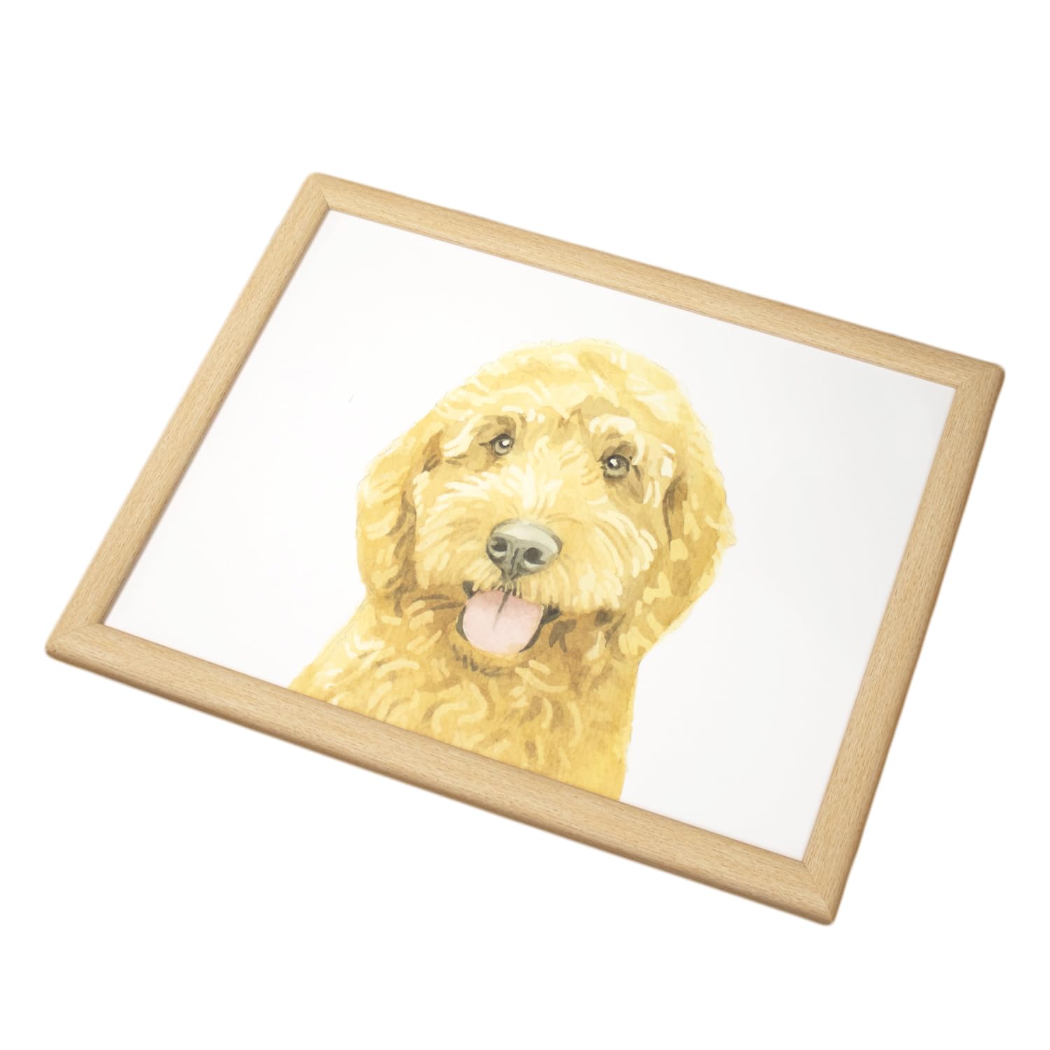 Darthome White, Brown Cockapoo Dog Face Lap Tray 44X34cm Bean Bag Cushion Lifelike Cute Pet Art Serving Eating