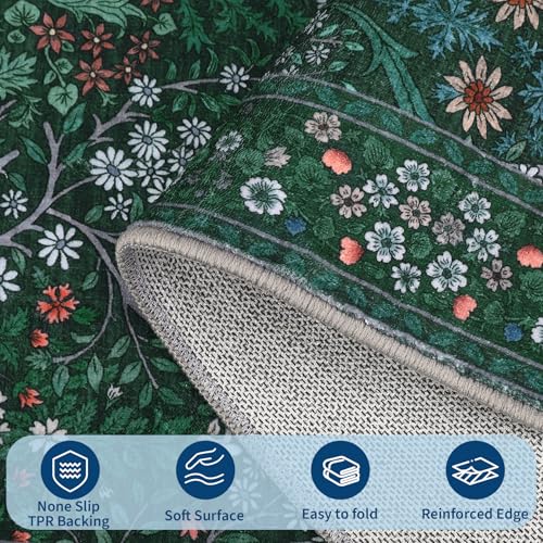 Tapete GarveeHome Boho Floral 2x3 Verde Oscuro miniatura 3