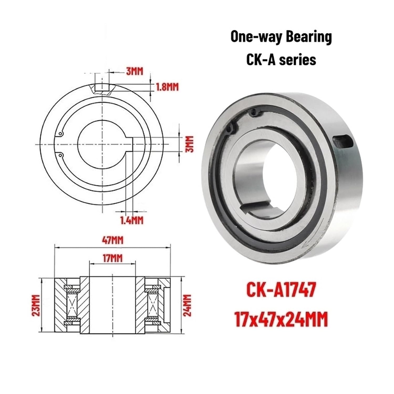 One Way Clutch Bearing Overrunning CK-A Series Sprag Type Freewheel