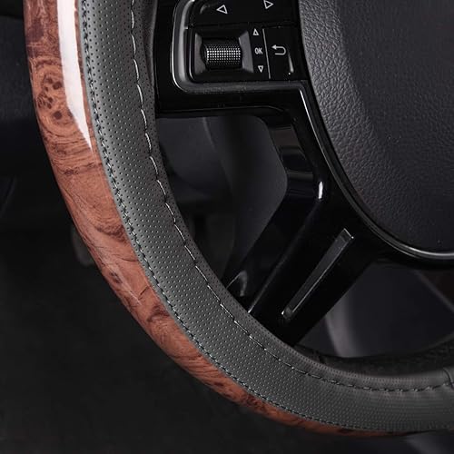 Miniatura 9 de CAR PASS  Fundas de volante de cuero de grano, ajuste universal, para camionetas, camiones, automóviles sedan, diseño antideslizante