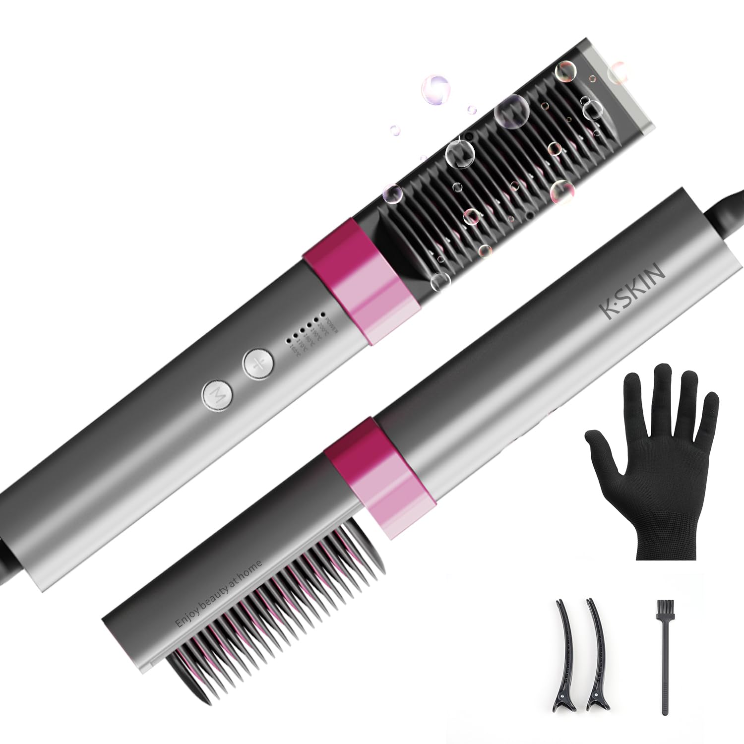 K-SKIN Hair Straightener Brush for Women, 680B Plasma Ceramic Hot Comb