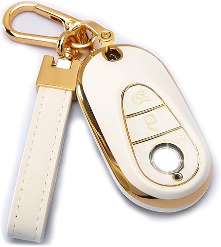 Miniatura 1 de Compatible con Mercedes Benz - Funda para llavero con funda protectora para llavero para 2020-2023 Clase S Clase G Clase E EQE EQS Accesorios Blanco