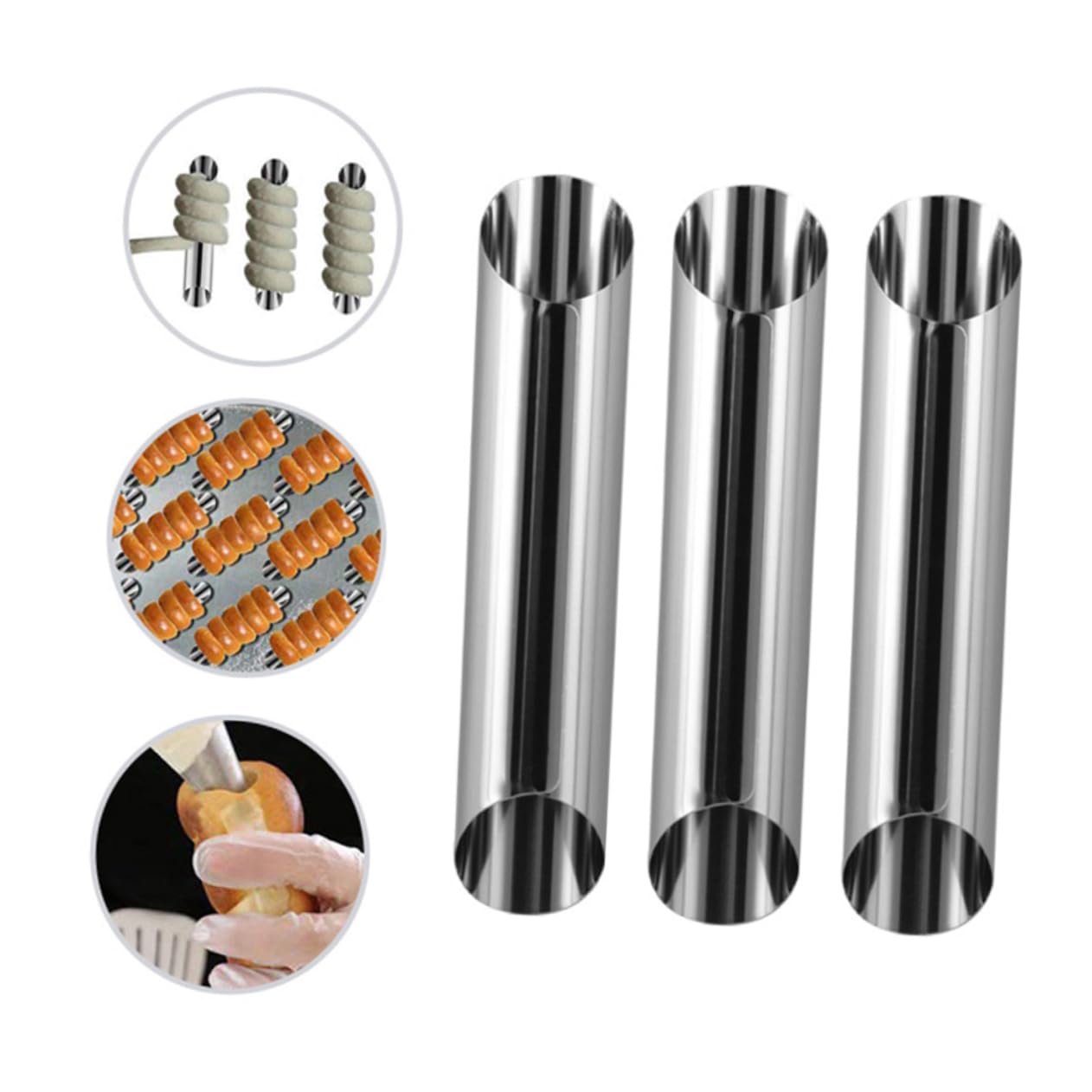 Zerodeko Reusable Bread Baking Tubes 20pcs Cylindrical Shaped Molds Large Screw for Danish Croissant