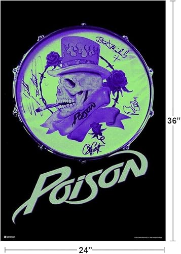 Miniatura 5 de Poison Skull Bass Drum Heavy Metal Merchandising Retro Vintage 80s 90s Banda Estética Cool Wall Art Poster 24x36