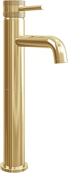 Apres Brushed Brass Tall Basin Mixer | Bathroom Sink Tap with Brushed Brass Finish