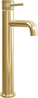 Apres Brushed Brass Tall Basin Mixer | Bathroom Sink Tap with Brushed Brass Finish