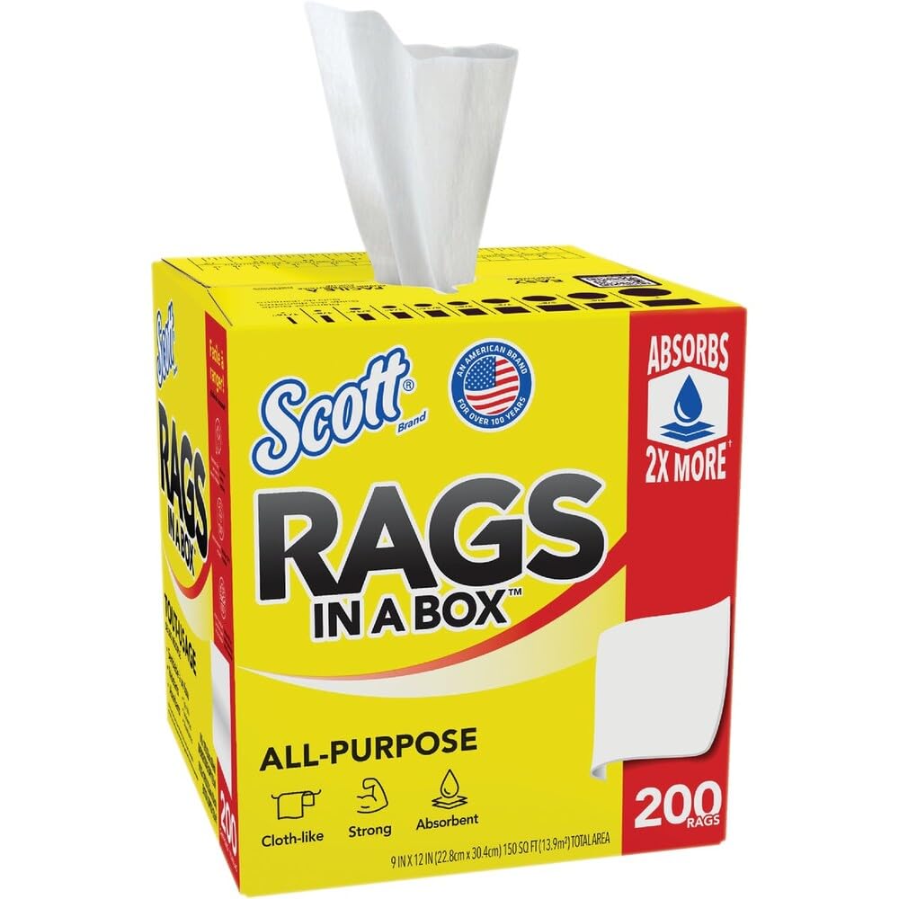 Scott 75260 Rags in a Box, POP-UP Box, 10 x 12, White, 200/Box