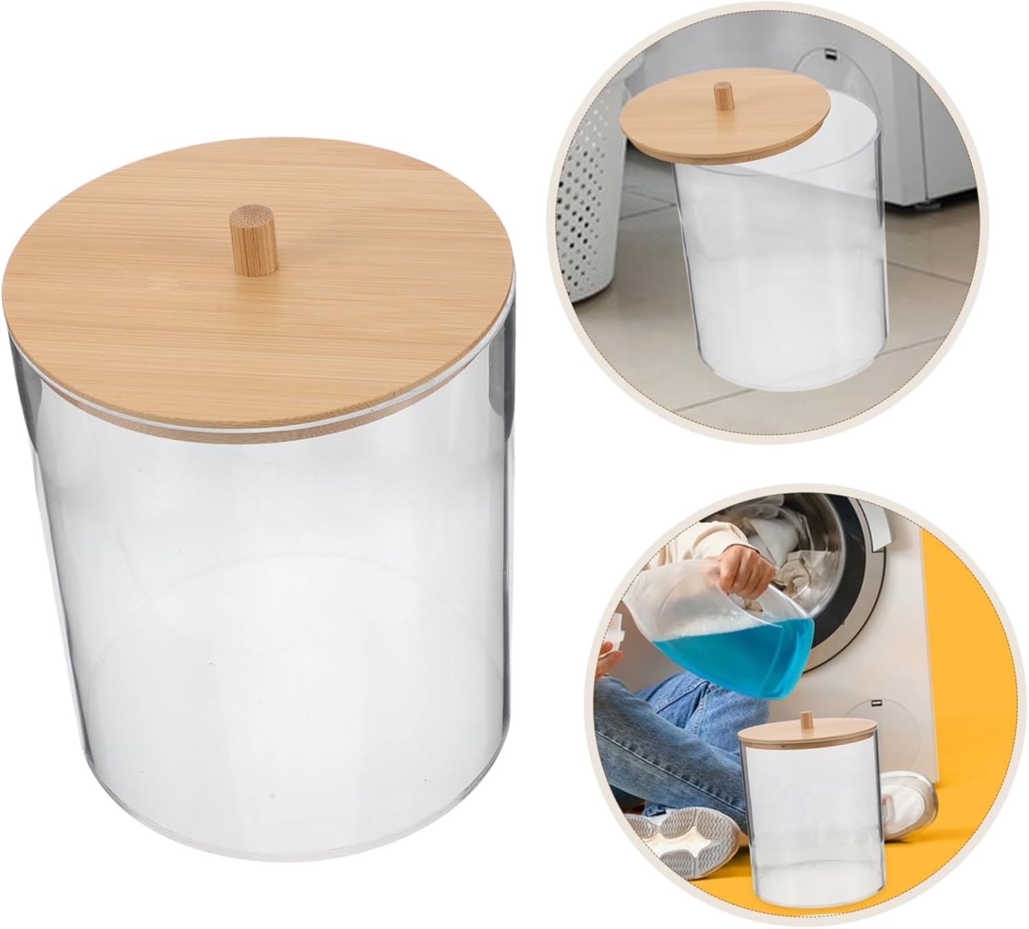 Cabilock Laundry Room Organizer 27 Labels Tissue Box Holder Lid for Fabric Softener Storage Round Box for Laundry Accessories