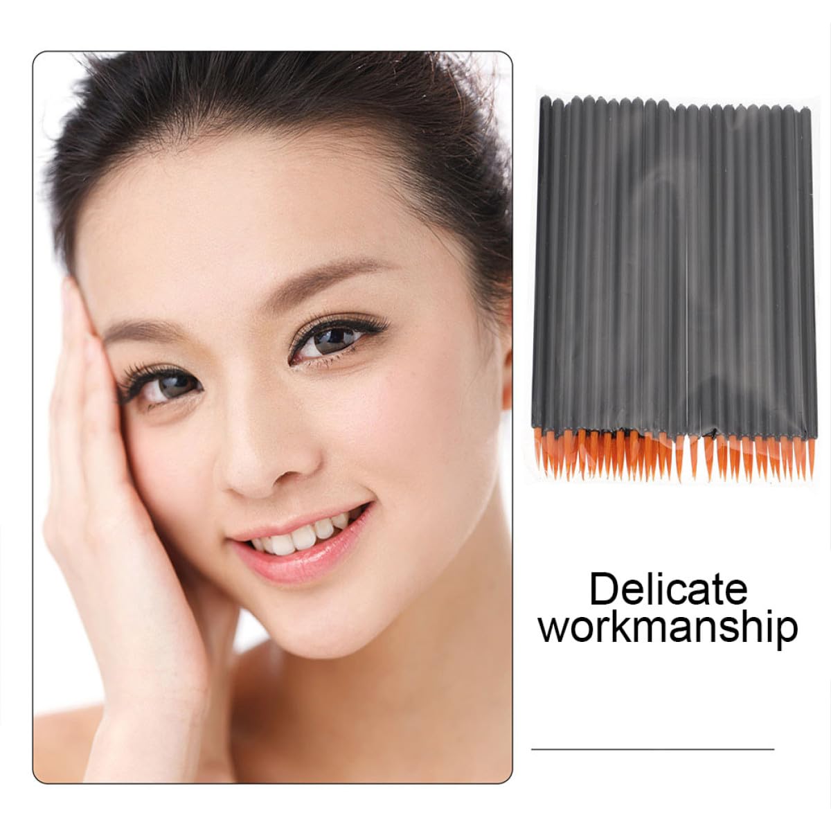 Alipis Disposable Eyeliner Brush Nylon Fine Tip with Cap, 100pcs Makeup Eye Tools for Precise Liquid Eyeliner Application, Cosmetic Brush Kit for Women