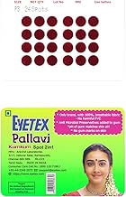 Eyetex Pallavi Sticker Bindi/Pottu|Round|Aloe Vera & Papaya Extracts|Breathable Non-Irritating Velvet Fabric|P3|Maroon|20 Flaps