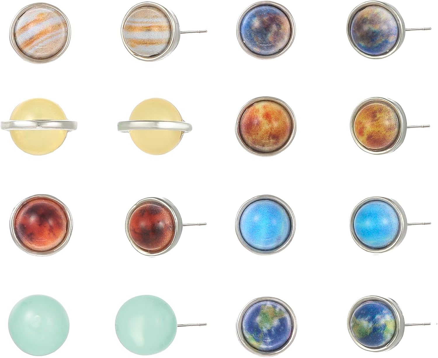 Planet Stud Earrings for Women Universe Galaxy Solar System Space Jewelry Eight Planets Guardian Star Saturn Gifts