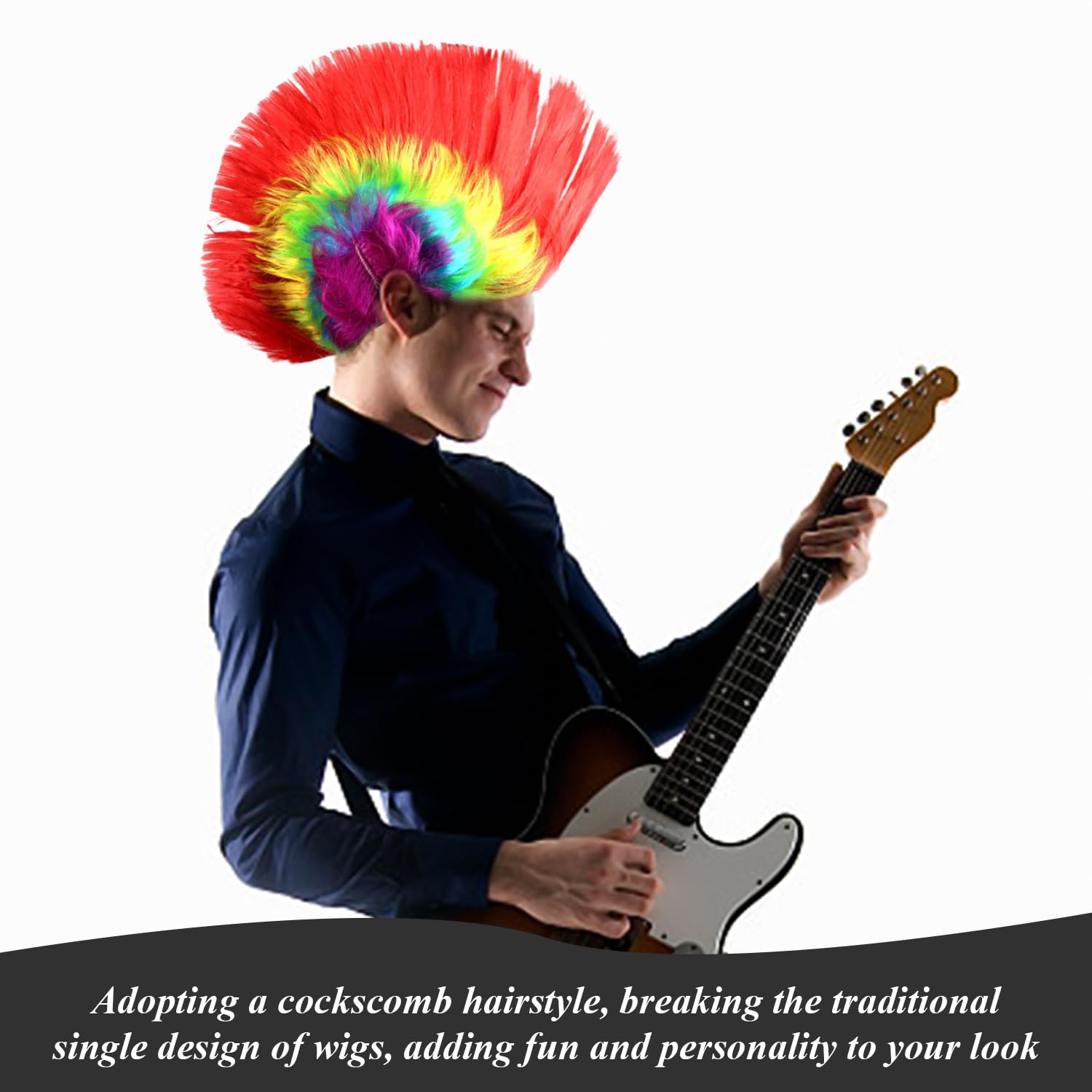 WUFGWBD 1 Piece Colorful Wig, Novelty Wig Headgear, Rock Prop Wig, Unisex, Fun Wig, Party Headwear, Mixed Colors - Image 4