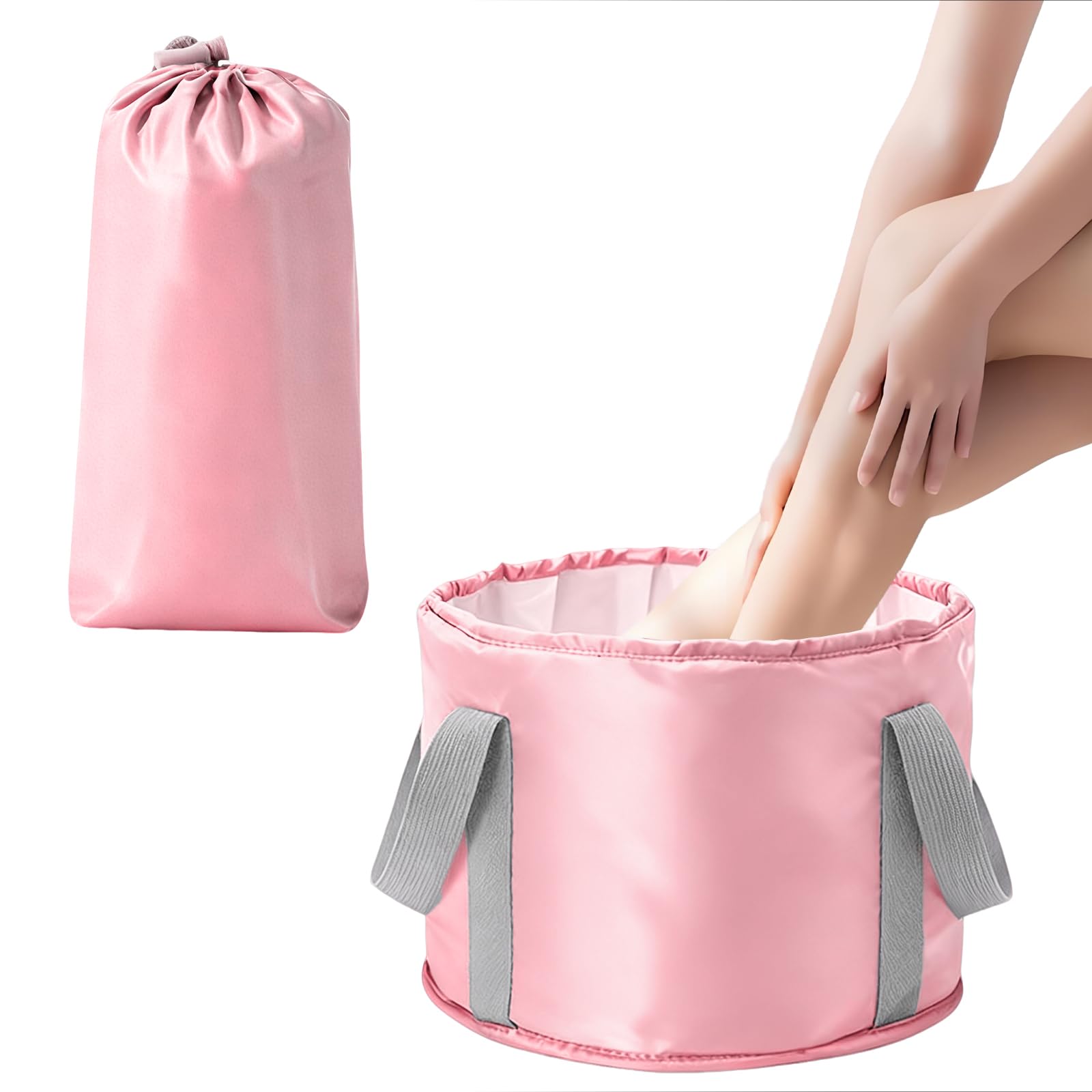 Linisiting Pink Collapsible Bucket For Soaking Feet With Storage Bag, Foot Bath Bowl, Foot Soak Bowl Foot Bath Massage Barrel For Camping Washing Fishing (Pink)