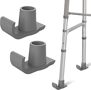 Walker ski Glides, Walker Glide Ski Heavy Duty Universal Fit, Two Pack, Gray, Easy to Use Rubber Walker Glides, Universal 1" Replacement Glide Caps Tool Free instaltion