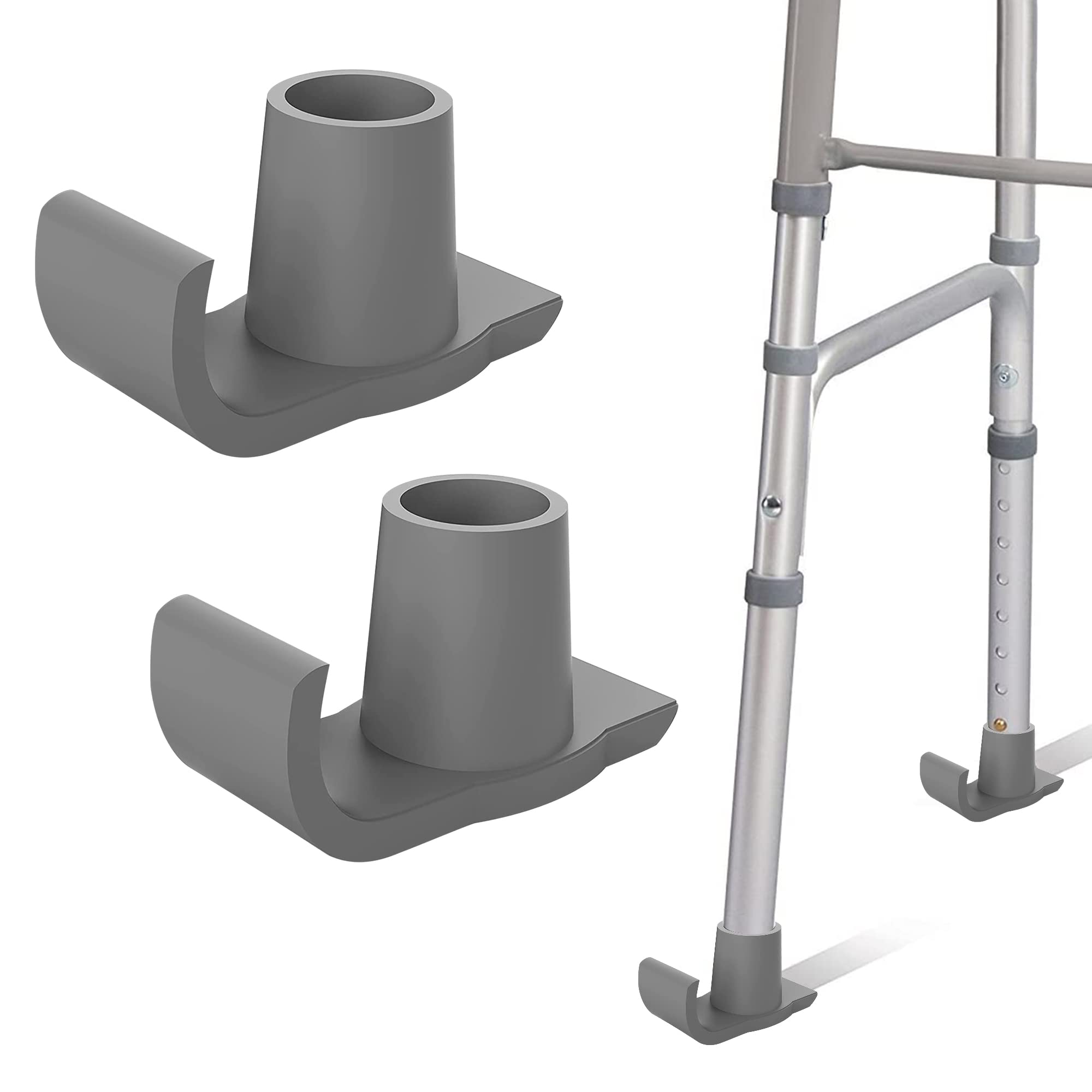 Gadget BeyondWalker Glide Skis, Walker Glide Ski Heavy Duty Universal Fit, One Pair, Gray, Easy to Use Rubber Walker Glides, Universal 1" Replacement Glide Caps Tool Free instaltion