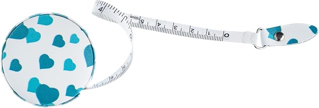 The Quilted Bear Heart Tape Measures - Retractable Tape Measure with Double Sided Metric & Imperial Measuring Tape for Sewing, Tailors or as a Body Measuring Tape 150cm/60" (Blue)