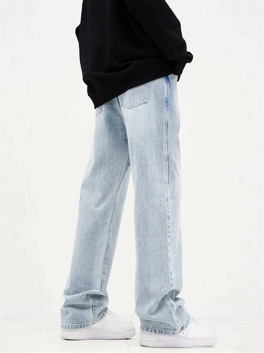 Vogrtcc Pantaloni Larghi in Denim Dritti A Gamba Larga con Jeans A Zampa Larga da Uomo