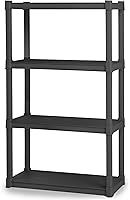Sterilite 4 Shelf Heavy Duty Plastic Storage Unit - 50lb Capacity Garage Organizer Shelves, Tool-Free Assembly, Rust-Proof