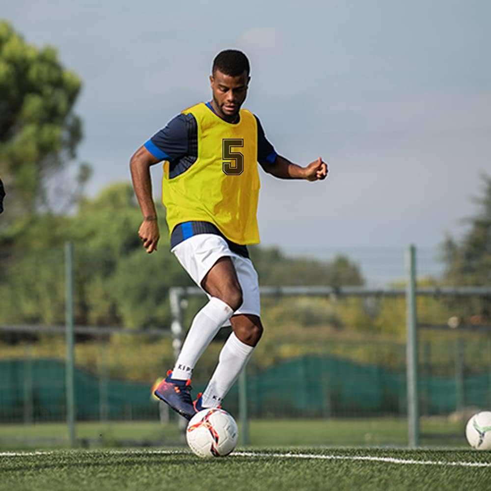 Set of 12 Numbered (1-12) Soccer Vests/Sport Pinnies/Training Bibs with Free Carry Bag