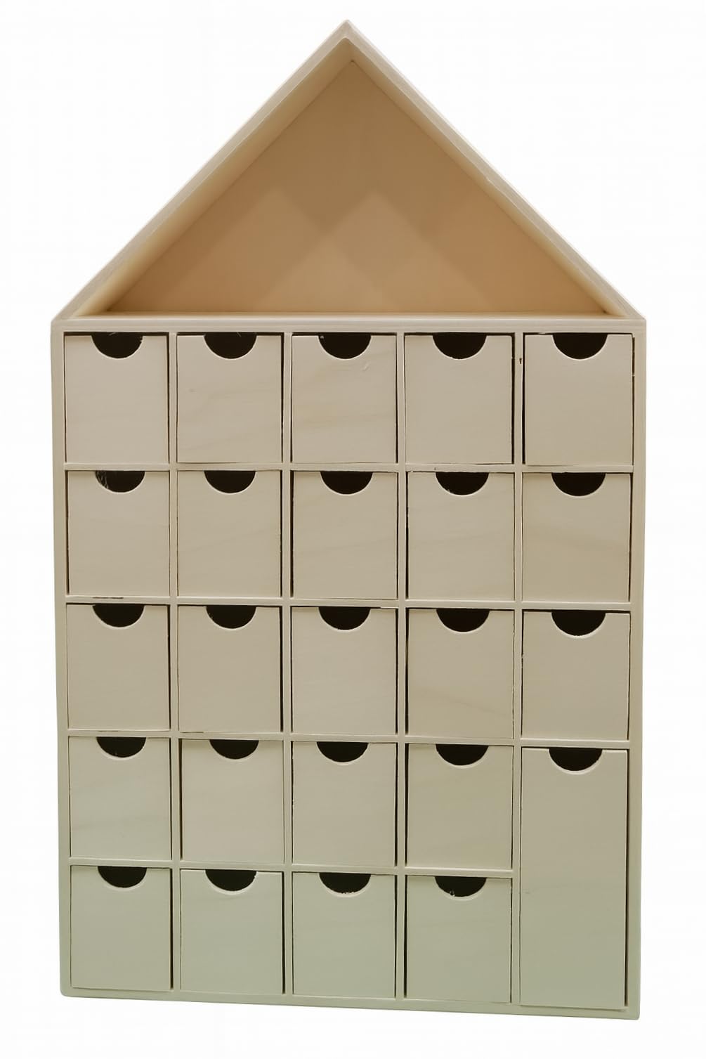 Adventskalender Aus natürlichem Pappelholz. zum Bemalen mit 24 Schubladen Maße (B x T x H): 28 x 8 x 48 cm.