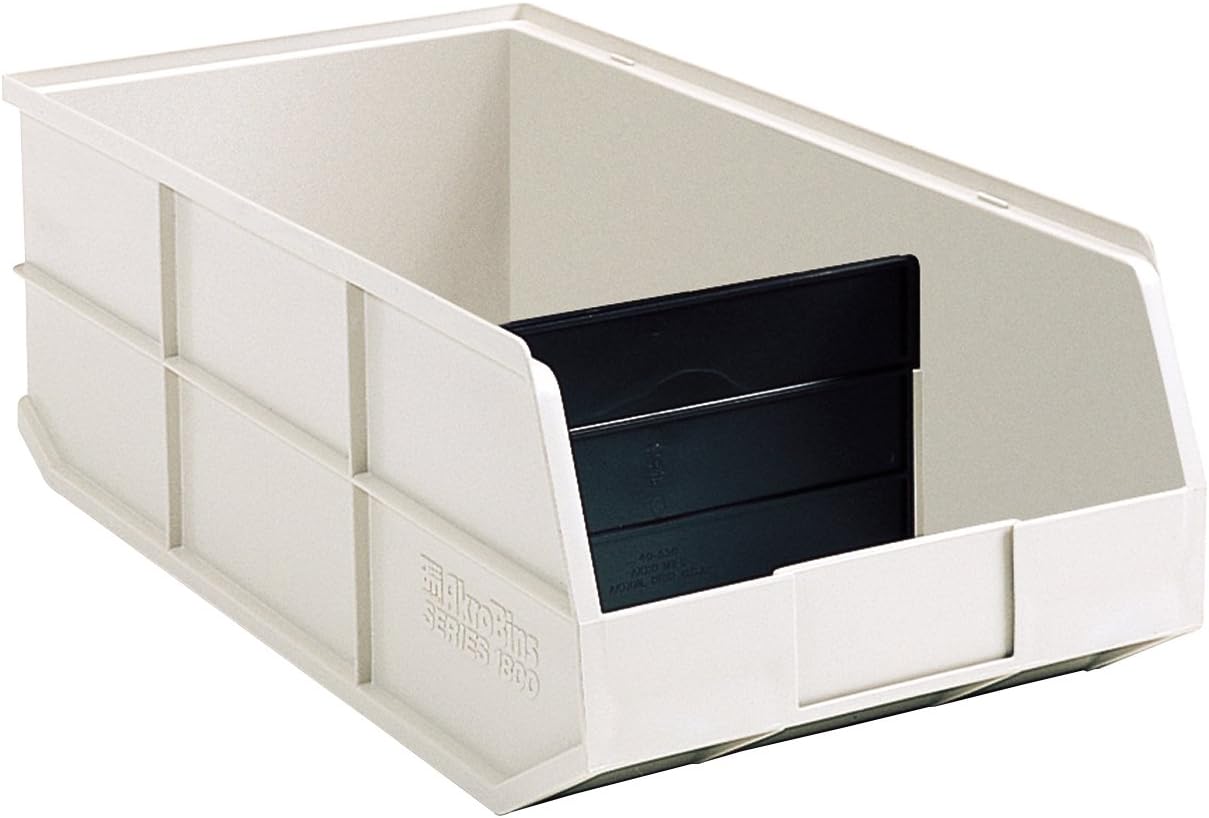 Akro-Mils 30358 1800 Series AkroBin Plastic Stacking Storage Bin, (20-1/2-Inch L x 11-Inch W x 7-Inch H), Beige, (6-Pack)