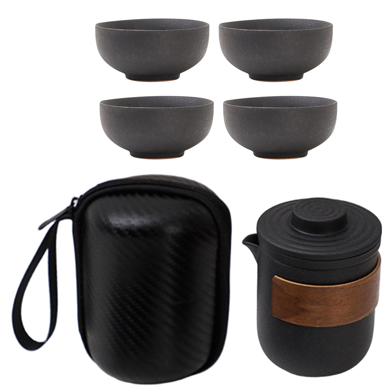 Juego de té de cerámica Gongfu portátil con bolsa de transporte antichoque